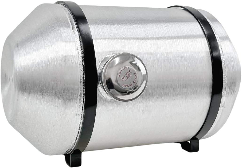 JSD 5 Gallons 10" x 16" Aluminum Spun Round Gas Tank End Fill 1/4" NPT Outlet- Off-road / Tractor Pull