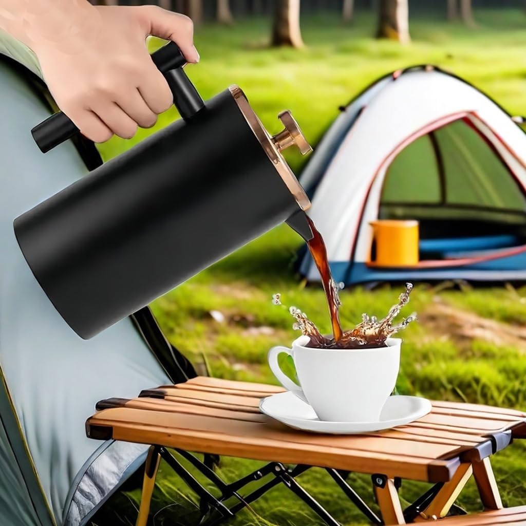Black French Press Stainless Steel 34oz