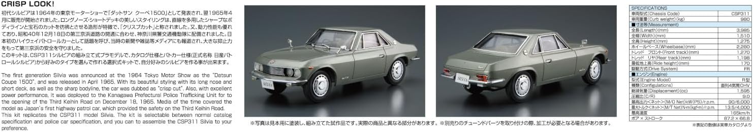 Aoshima Nissan CPS311 Silvia ’66 1:24 Scale Model Kit