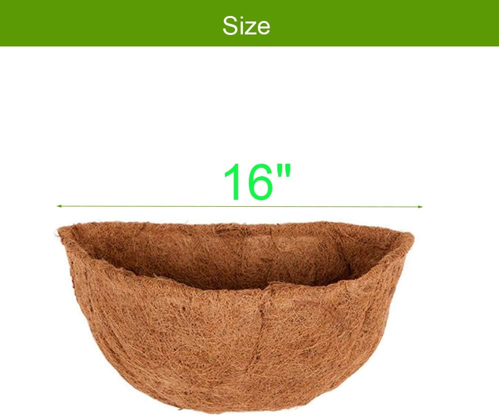 2 PCS Half Round Coco Liner 16" Nature Hanging Wall Basket Liners