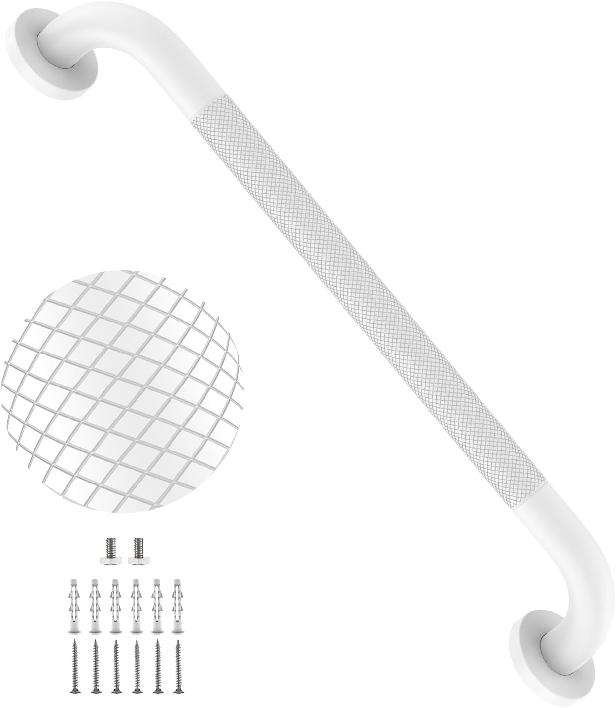 40 Inch Brushed Nickel Shower Grab Bar Anti-Slip Knurled Grip,Safety Handle | YuanDe 1.25" Diameter Stainless Steel Bathroom Grab Bars, Handicap Injury Elderly Senior Assist Support Shower Handle-2Packs