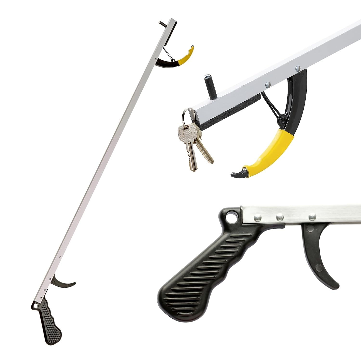 Sammons Preston Reacher, 32" Grabber Tool for Seniors, Magnetic Tip, Silver | Lightweight grabber reacher tool with magnetic tip, ergonomic grip and claw jaw, a reaching aid for seniors