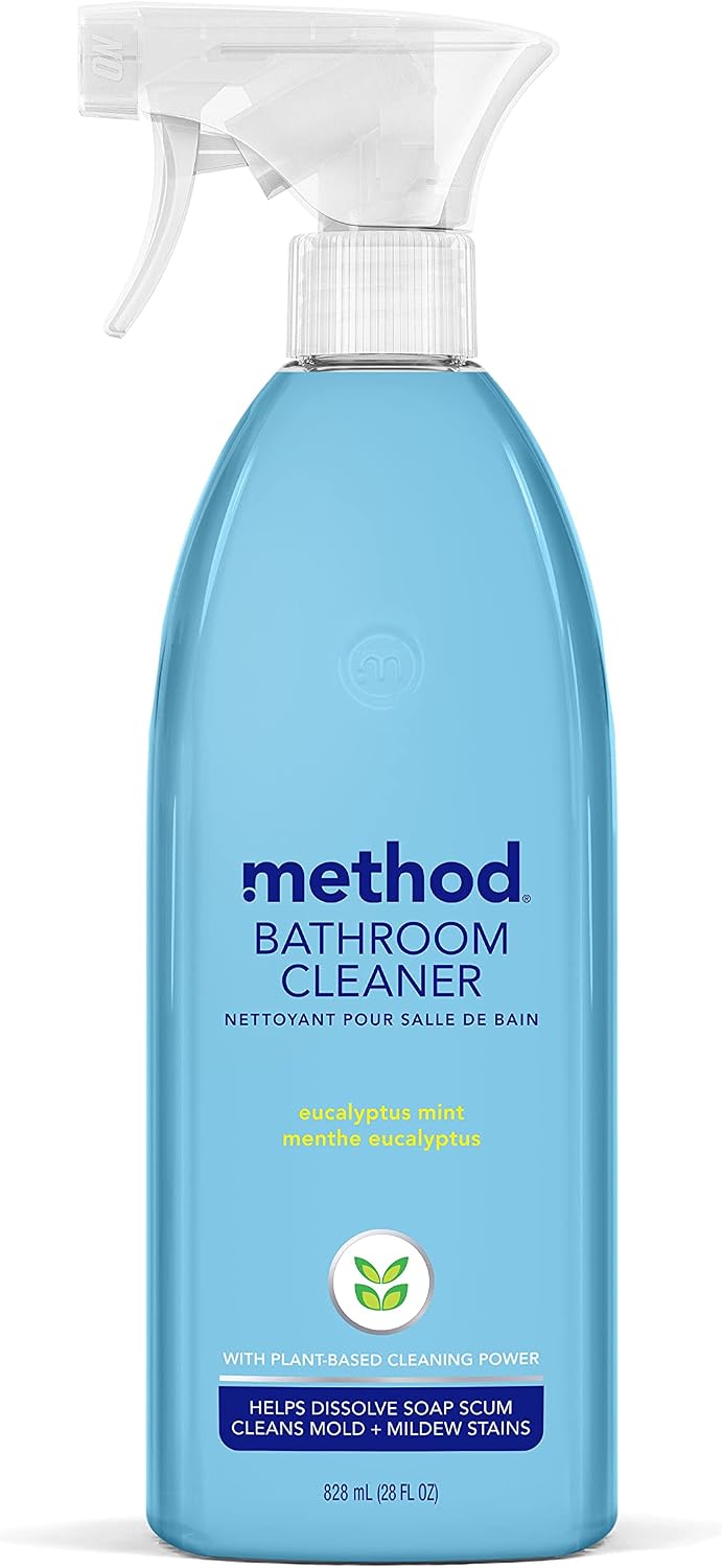 method Bathroom Cleaner, Eucalyptus Mint, 28 fl oz | Removes Mold + Mildew Stains, Helps Dissolve Soap Scum, Fights Grime on Shower, Tiles, Tub, Chrome, and Fixtures