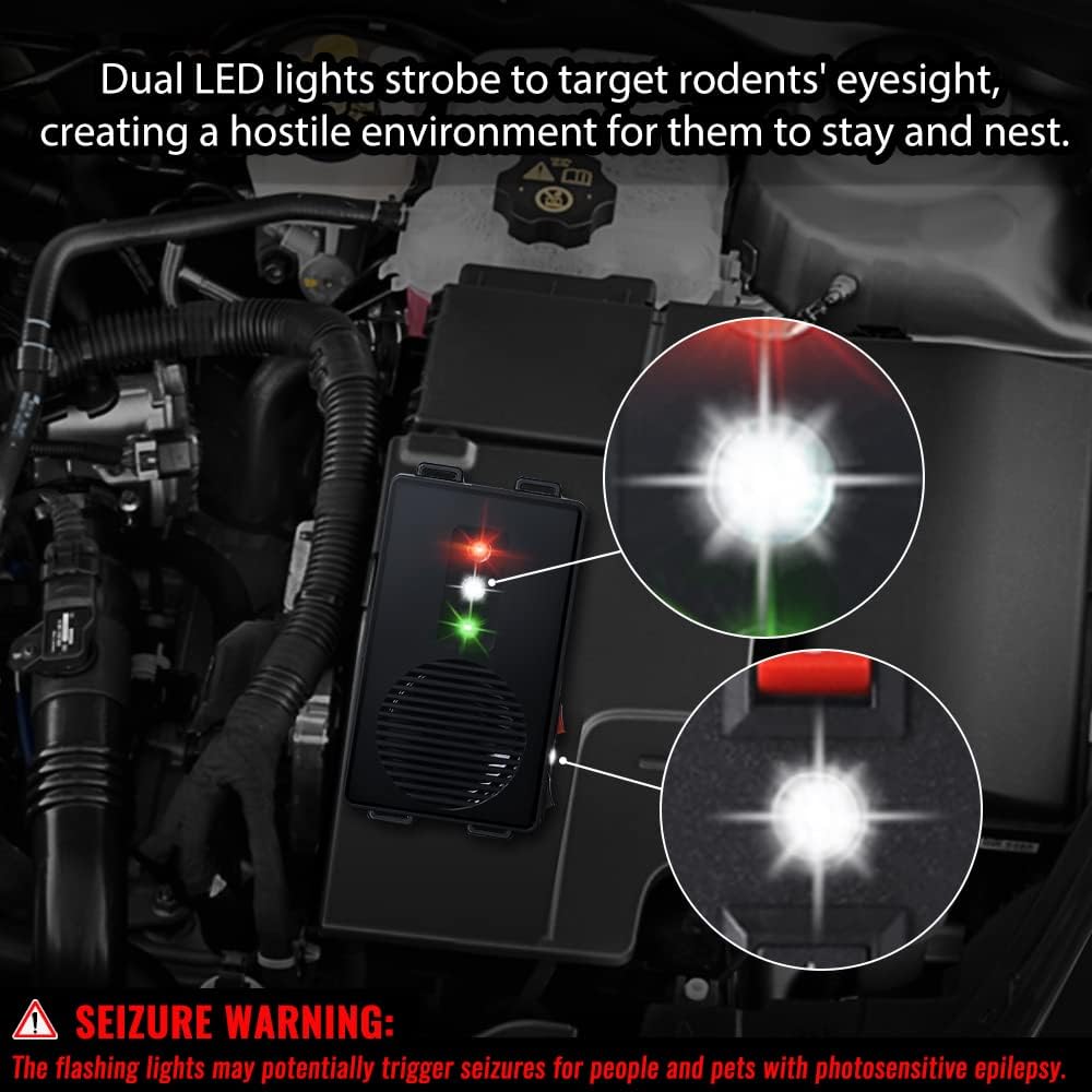 Battery Operated Under Hood Ultrasonic Rodent Repellent for Cars, Pack of 2