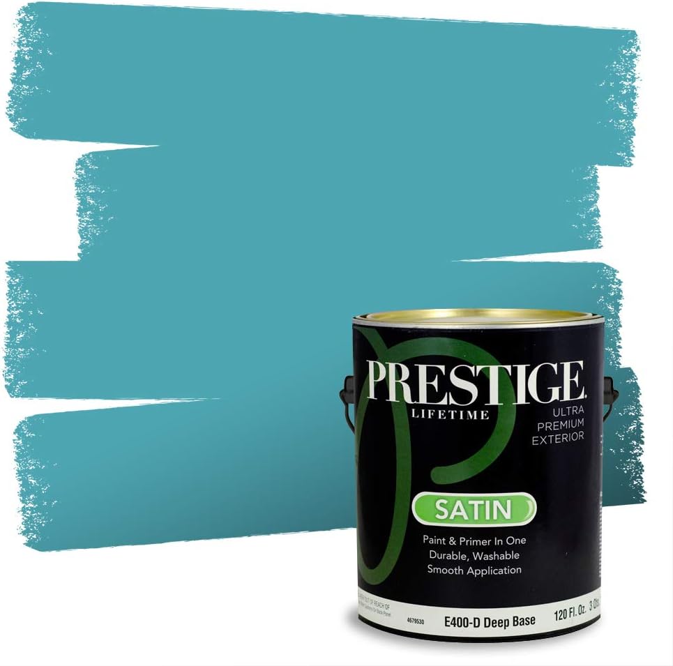 PRESTIGE Paints Exterior Paint and Primer In One, 1-Gallon, Satin, Comparable Match of Sherwin Williams* Blue Nile*