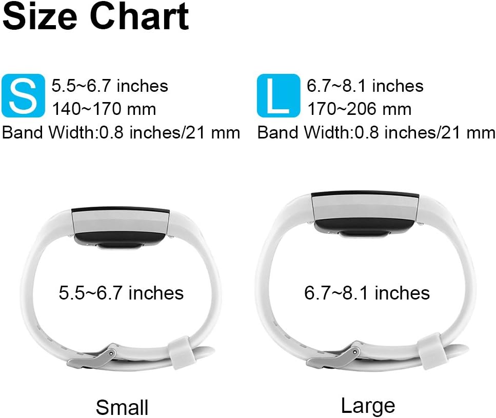 Tobfit Sport Bands Compatible with Fitbit Charge 2, 4 Pack, Replacement Wristbands for Women Men, Small/Large