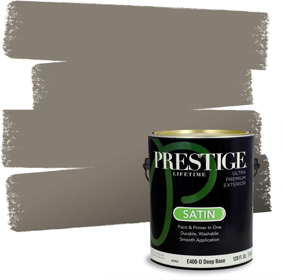 PRESTIGE Paints Exterior Paint and Primer In One, 1-Gallon, Flat, Comparable Match of Sherwin Williams* Grizzle Gray*