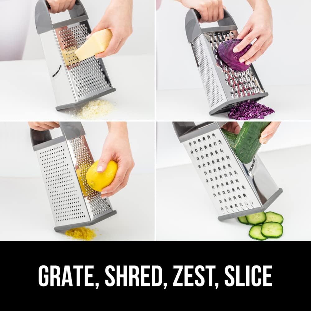 GORILLA GRIP® XL 4-Sided Stainless Steel BPA-Free Cheese Grater, Black
