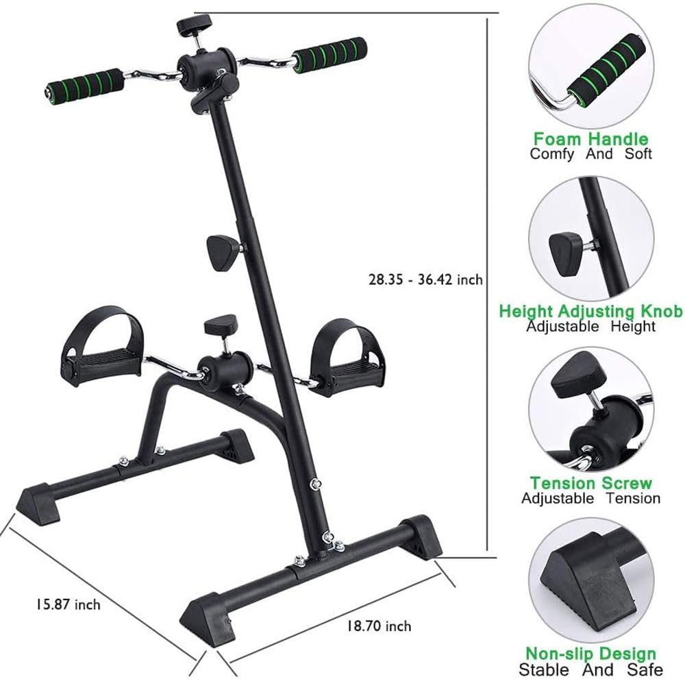 Pedal Exerciser Bike Hand Arm Leg and Knee Peddler Adjustable Fitness Equipment for Seniors, Elderly Home Pedal Exercise Bike for Total Body