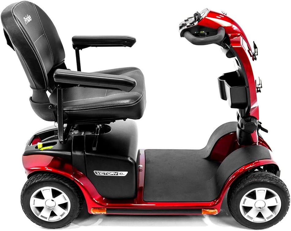 Victory 10.2 Red Pride Mobility 4-Wheel Electric Scooter S7102 + Front Basket Bag