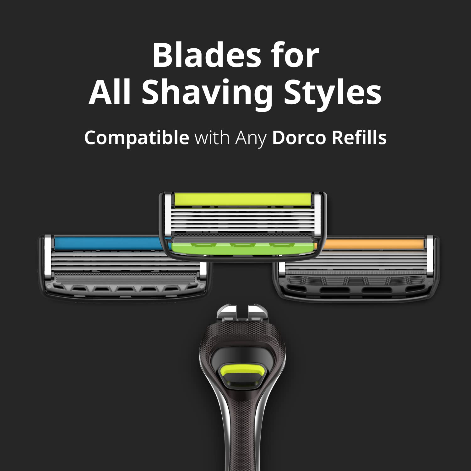 DORCO Pace 6 Pro - Six Blade Razor System with Trimmer - 12 Pack Refill (No Handle)