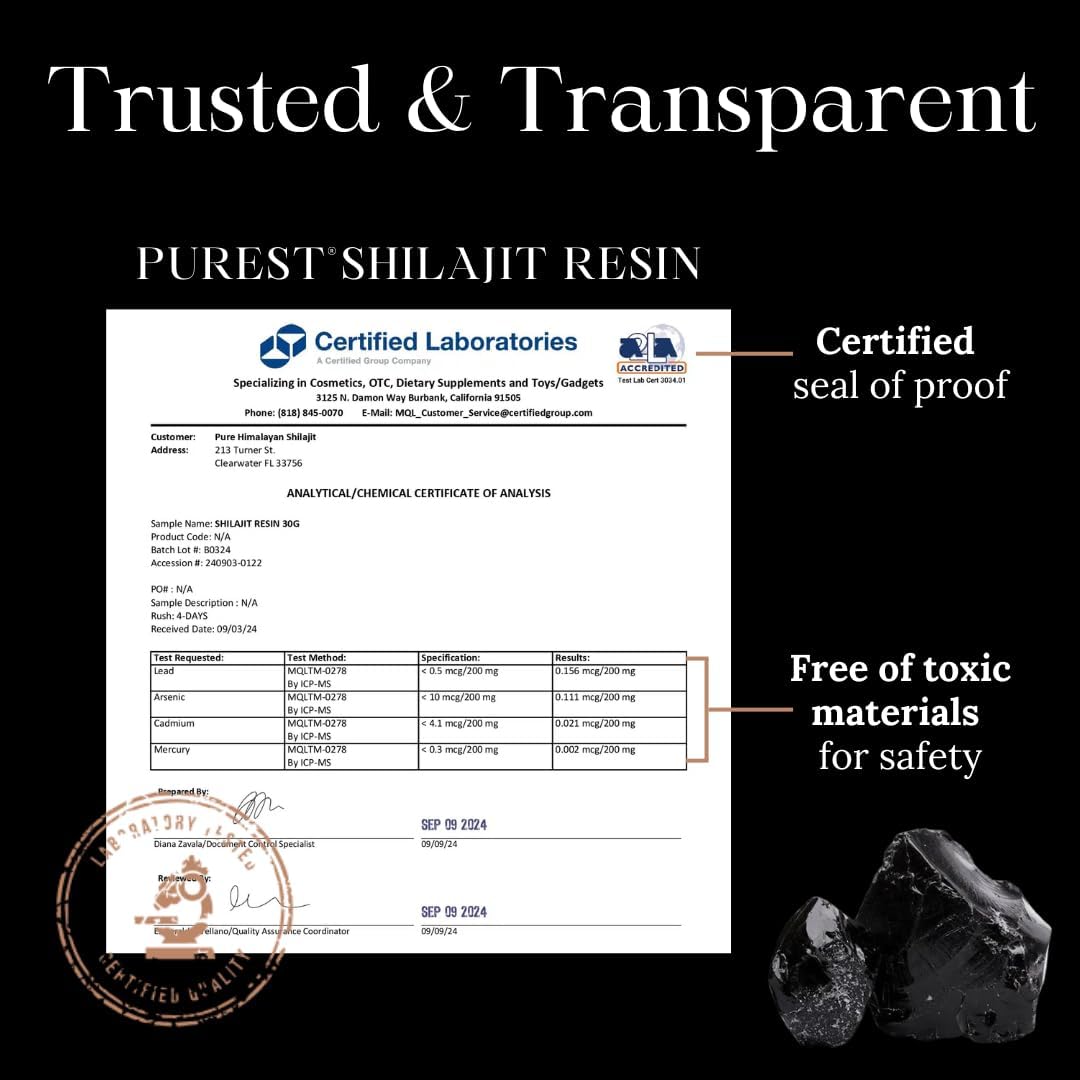 Pure Himalayan Shilajit | 100% Pure Natural Shilajit Grade A Max Potency 85+ Trace Minerals & Fulvic Acid | 3rd Party US Lab Tested | Altai Tablets
