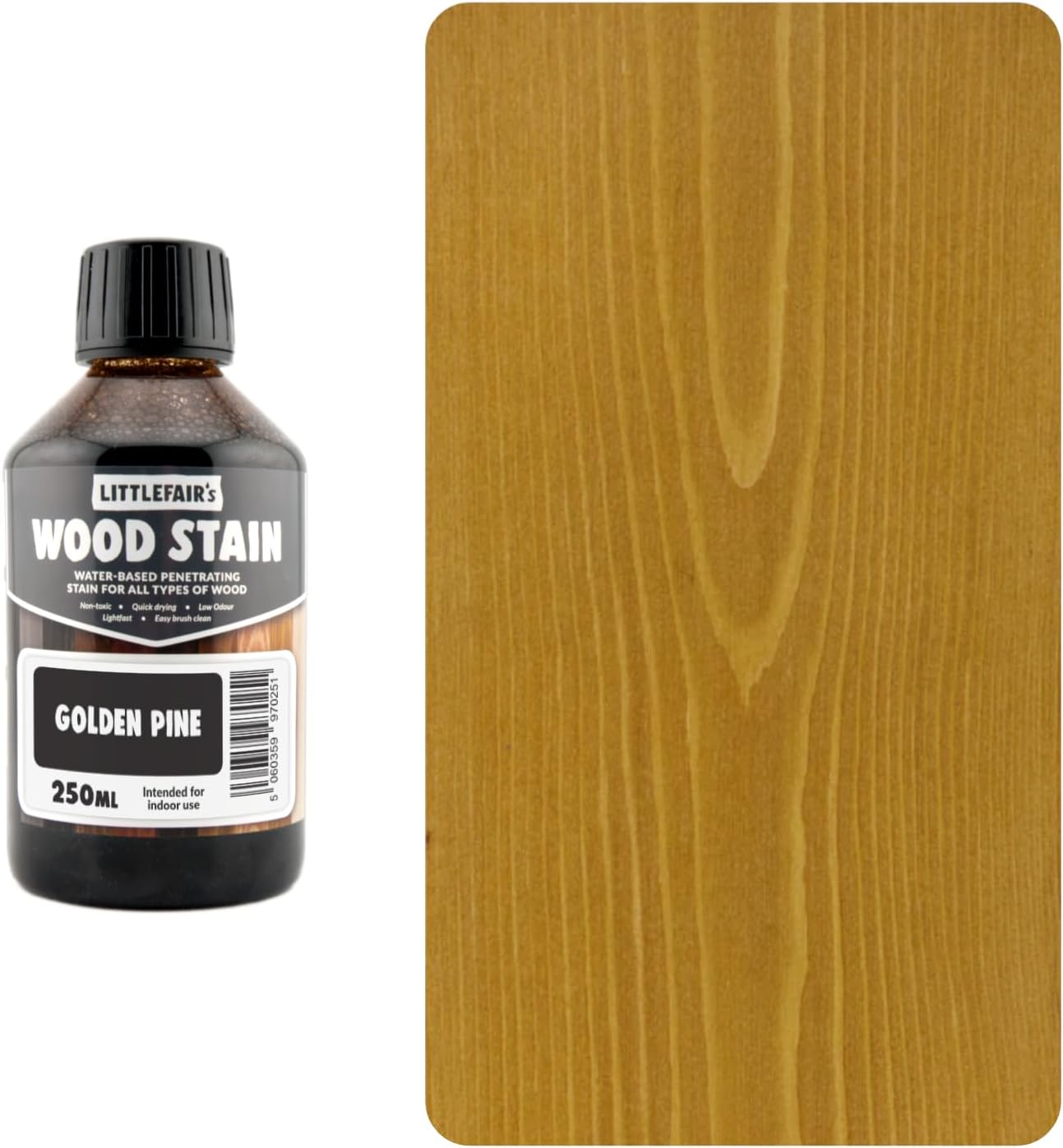 Littlefair's Wood Stain Water Based - 8.5oz/250ml - Indoor Furniture Stain Light & Dark Finishes - Special Non Toxic & Eco Friendly Formula - Wood Stain for Crafts - Color: Antique Stripped Pine