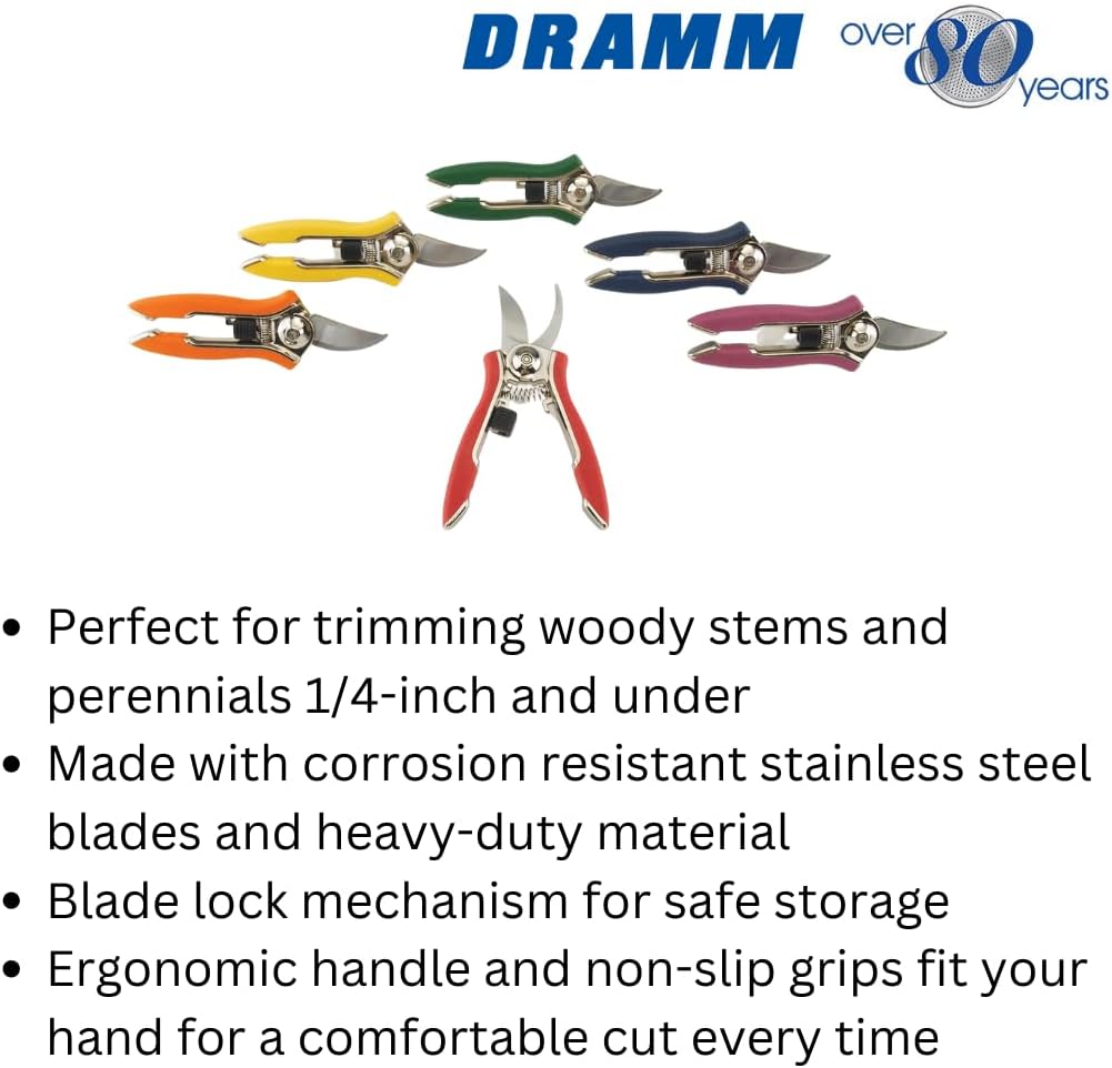 Dramm 18043 ColorPoint Bypass Pruner with Stainless Steel Blade, Yellow