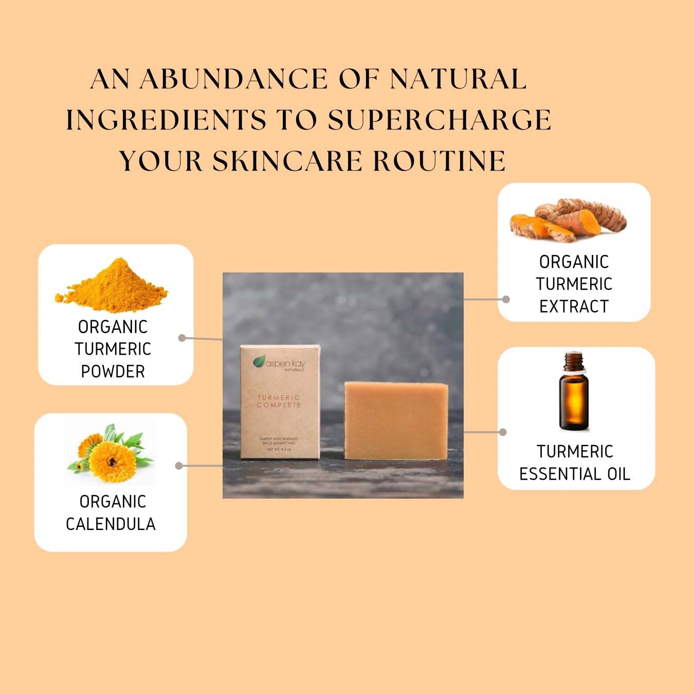 Turmeric Soap for Face & Body, Handmade, Cold Process, Organic. 4.5 oz | Gentle turmeric face wash & cleanser for glowing skin that feels refreshed, soft & balanced. Made in the USA