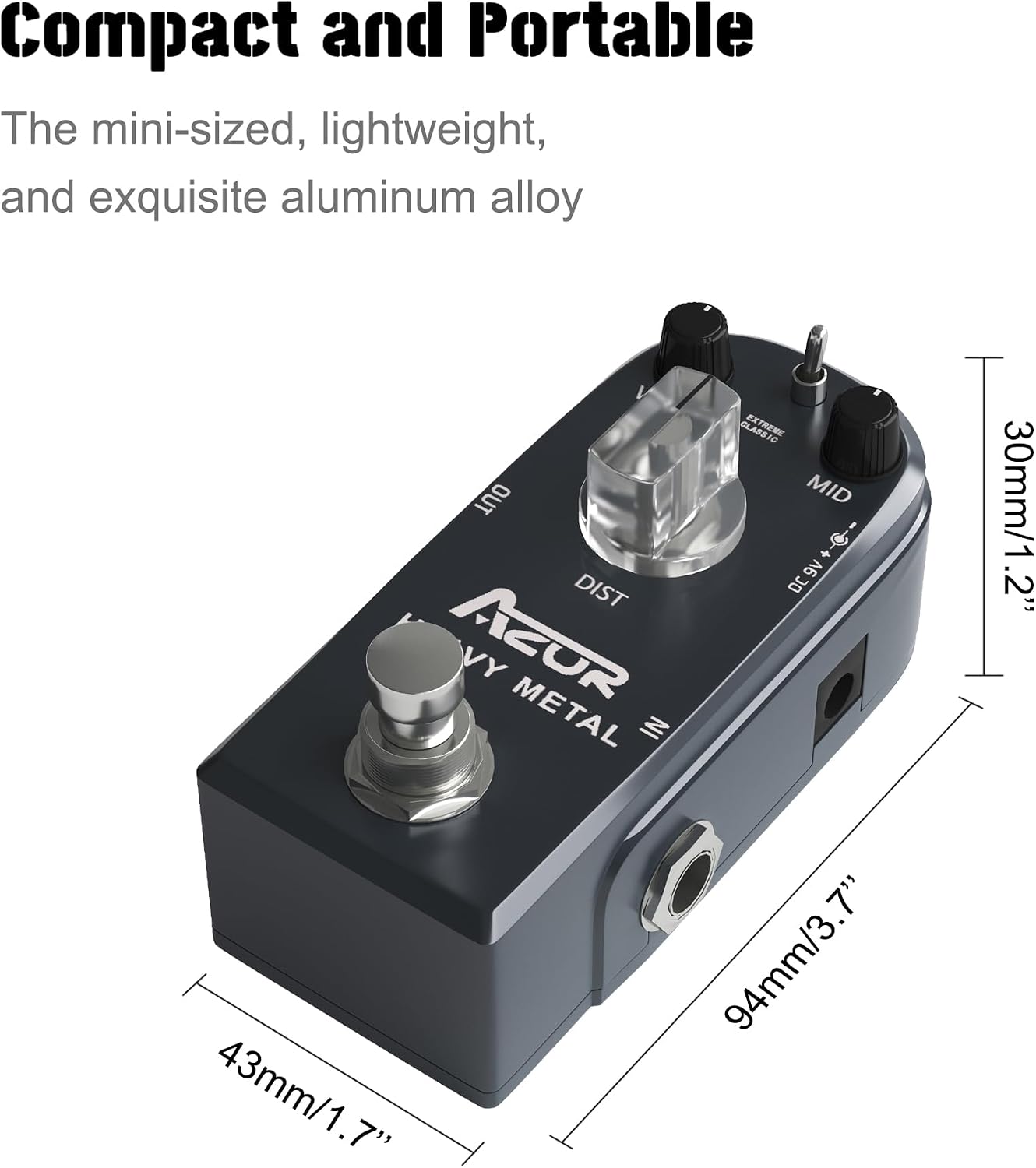 AZOR 5 Band Bass EQ Pedal, Aluminium Alloy True Bypass Equalizer Effect Pedal, Compact Mini Tone Control Pedal for Electric Bass Guitar