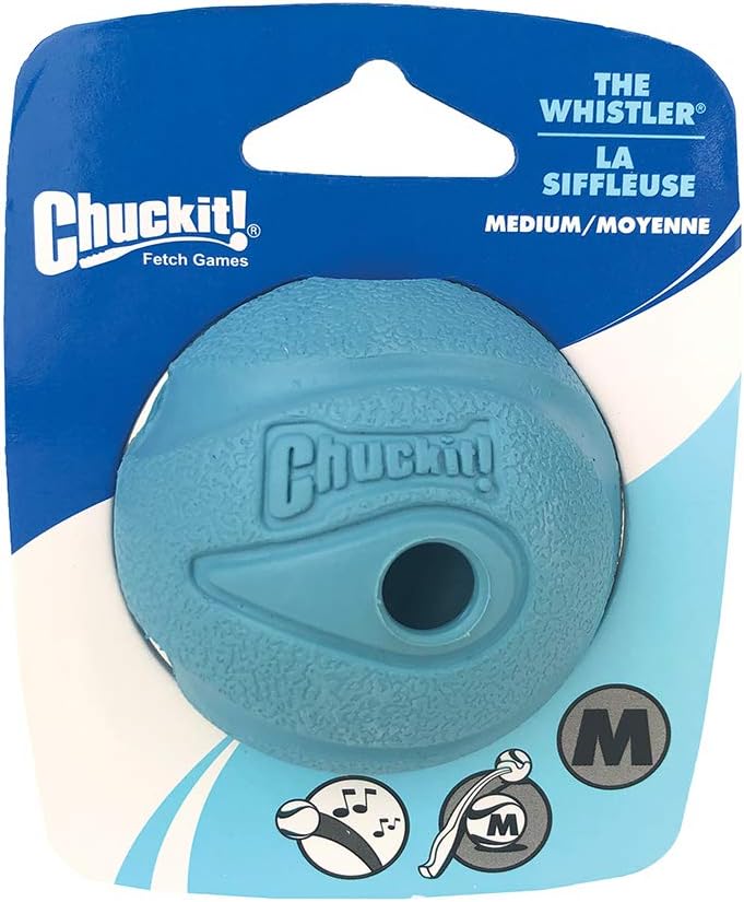 Chuckit! The Whistler Ball Dog Toy, Medium (2.5 Inch Diameter) for Dogs 20-60 lbs, Pack of 2, Multicolor