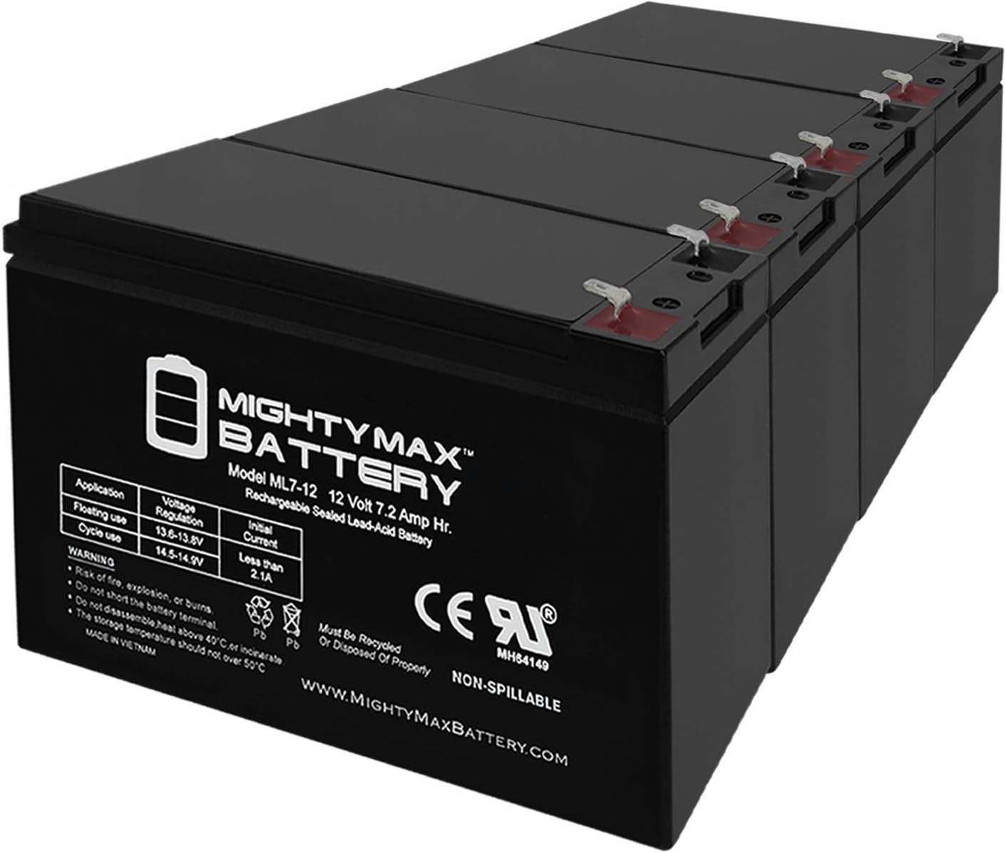 Mighty Max Battery 12V 7AH Razor Scooter MX350 M400 Pocket Mod Bistro Dirt Quad - 4 Pack