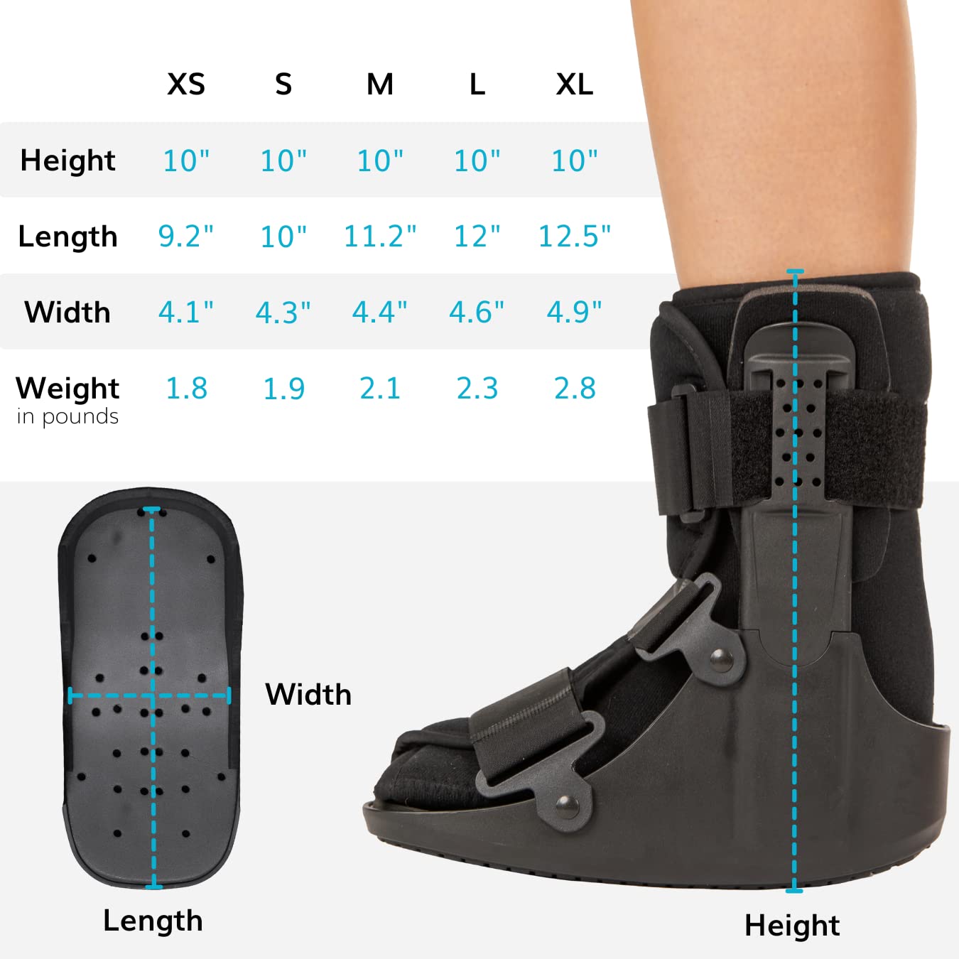 BraceAbility Short Walking Boot - Orthopedic Medical Walker Cast for Broken Toe Injuries, Sprained Ankles, Metatarsal Stress, Post-Op Support Left or Right Foot Fracture Shoe Fits Men and Women (L)