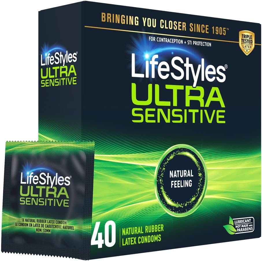 LifeStyles Ultra Sensitive Natural Feeling Lubricated Latex Condoms, 40 Count