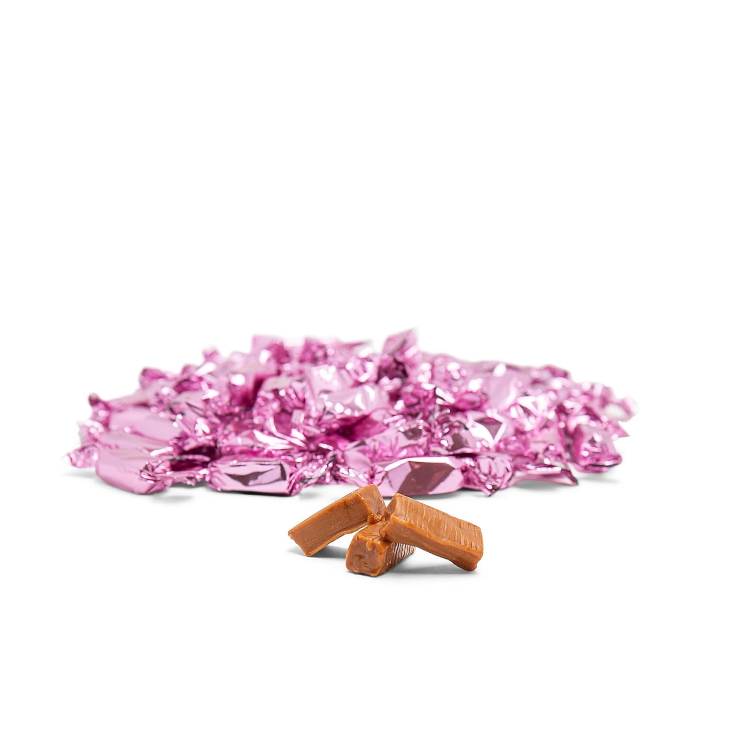 Candy Envy - Individually Wrapped Caramels - Light Pink Wrapper - 2 Pound Bulk Light Pink Valentine Candy