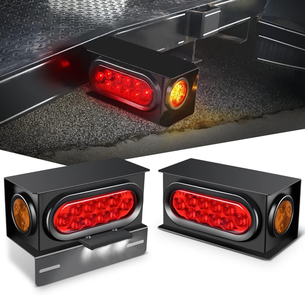 Nilight Steel Weld-On Trailer Light Box Kit with 6 Inch Oval LED Tail Light