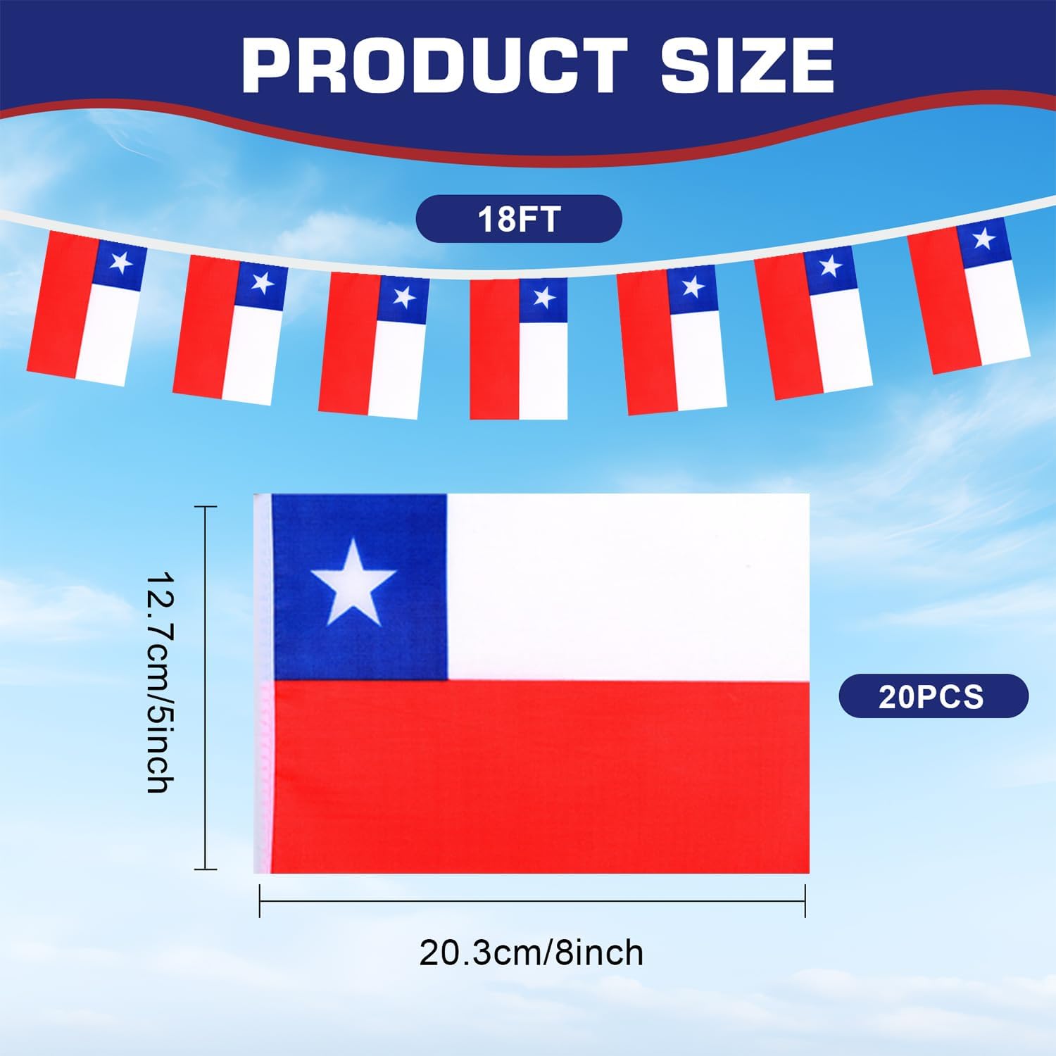 Nicaragua String Flags Banner Mini Small Nicaraguans Flag Bunting Patriotic Hanging Decor,National Holiday, Sports Game, Fiesta & Themed Party,18 Feet 20 Flags