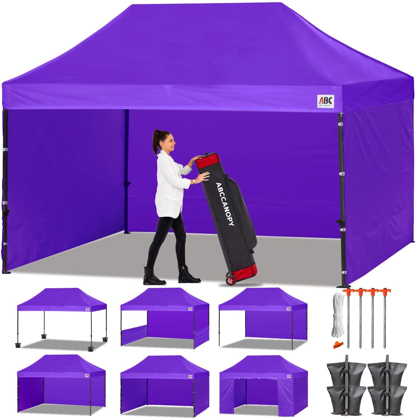 ABCCANOPY Heavy Duty Easy Pop up Canopy Tent with Sidewalls 10x20, Turquoise