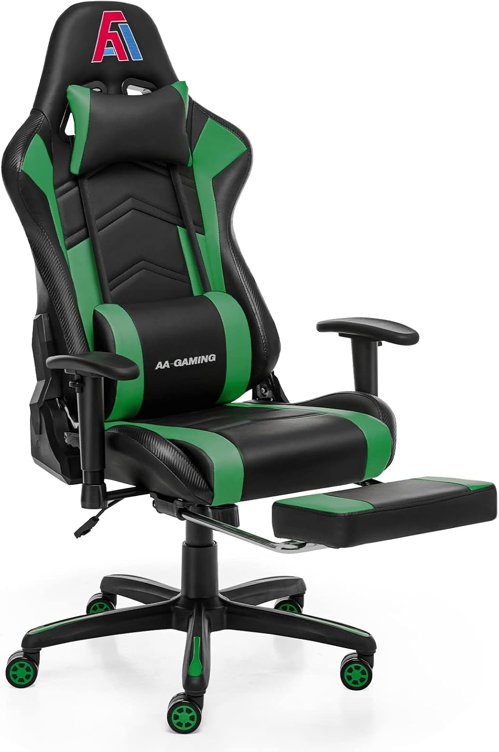 AA Products Gaming Chair Ergonomic High Back Computer Racing Chair Adjustable Office Chair with Footrest, Lumbar Support Swivel Chair - Black