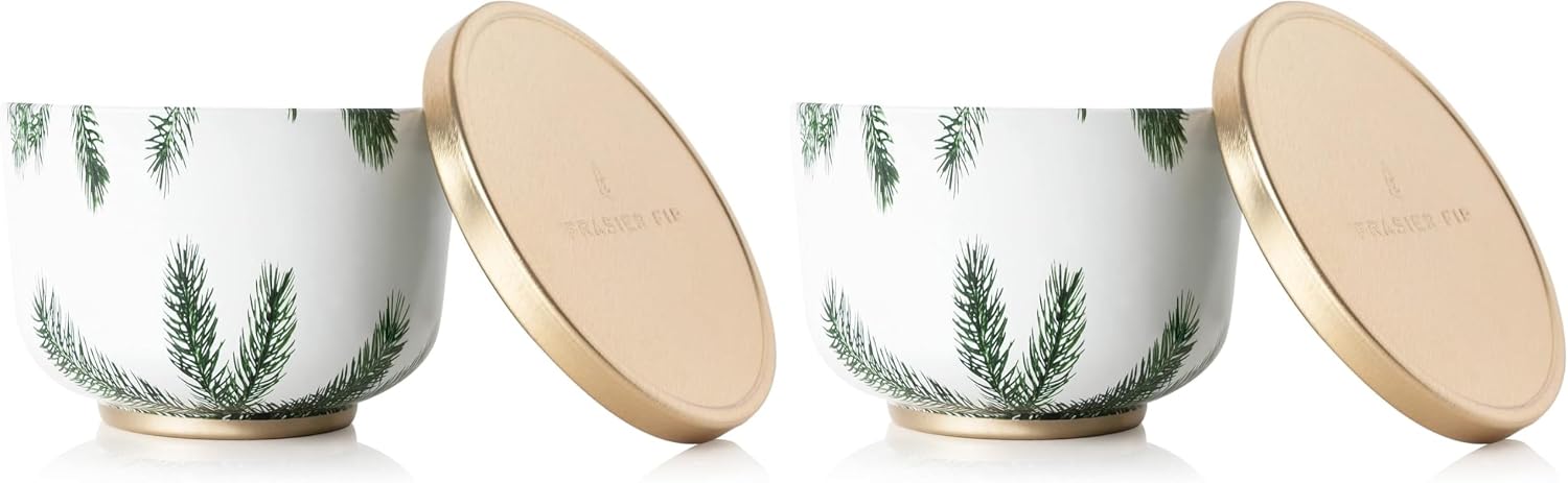 Thymes Scented Candles for Women & Men – Tin with Lid – Luxury Home Decor – Holiday Candles with Notes of Crisp Siberian Fir Needles, Cedarwood, & Sandalwood (Frasier Fir, 6.5 oz)