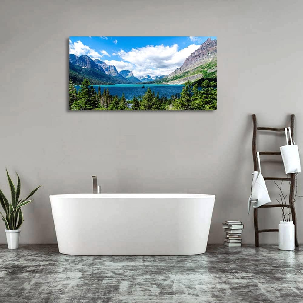 arteWOODS Ocean Wave Canvas Wall Art Beach Sunset Pictures Coastal Nature Artwork Blue Sea Painting Prints for Living Room Bedroom Home Office Decoration 20" x 40"