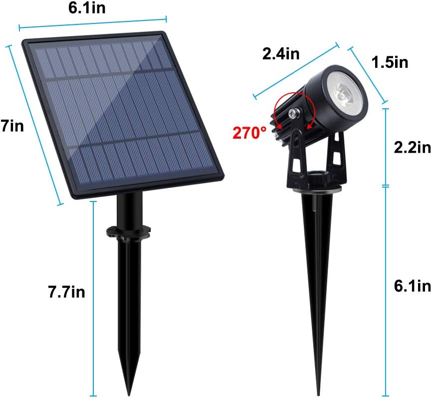 APONUO Metal Solar Spot Lights Outdoor with 9.8ft Cable Solar Powered Landscape Lighting Low Voltage IP65 Waterproof Auto On/Off for Outside Garden Yard Landscape Pathway Garage-Warm White(4-in-1)
