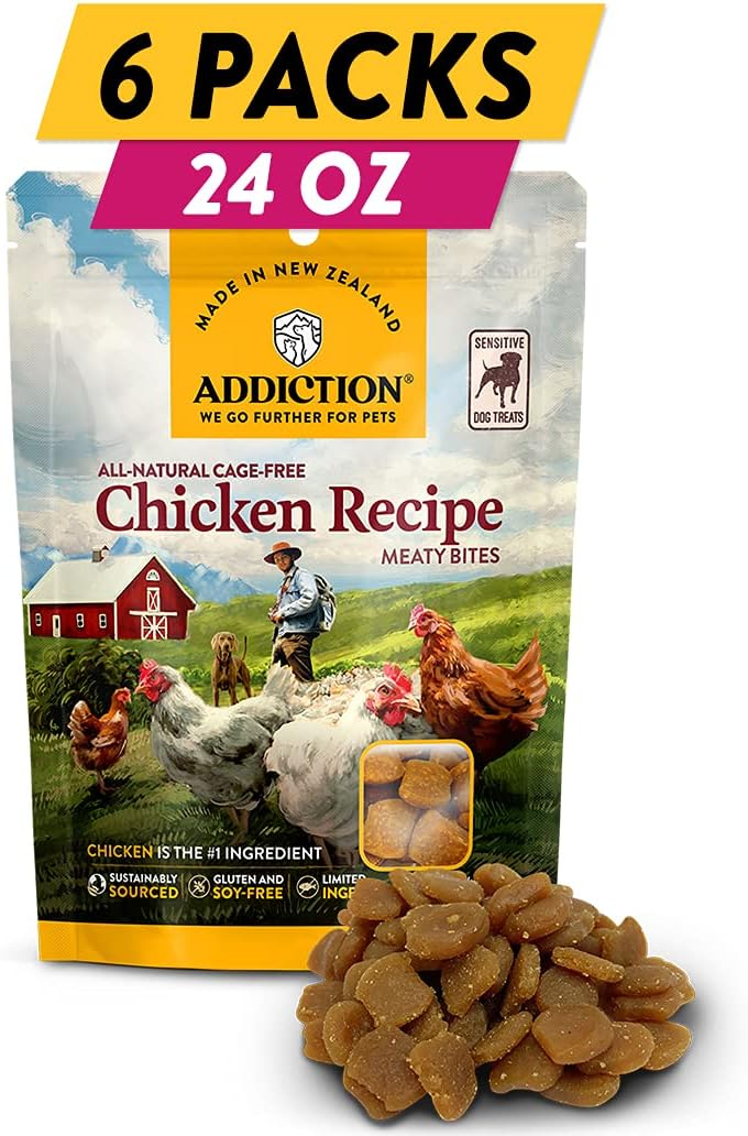 Addiction Venison Recipe Meaty Bites, All Natural Free Range Grain Free High Meat Dog Treats, 4 Oz.