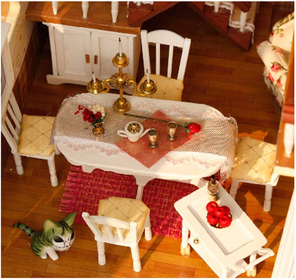 MAGQOO 3D Wooden Dollhouse Miniature DIY House Kit Tiny Mini House Kit DIY Dollhouse Miniature Kit Music Box and Glue Included(House of Fairy Tales)