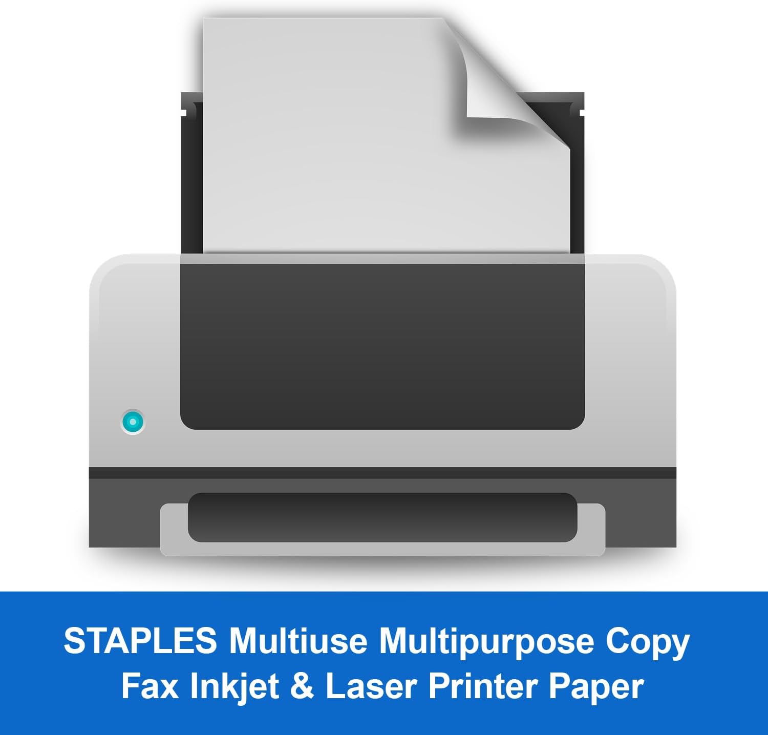 Staples Multipurpose Copy Paper, 8.5x11, 20lb, 94 Bright, 10 Reams/Carton | 5,000 white sheets total. Smooth finish reduces jams in copiers, laser & inkjet printers.