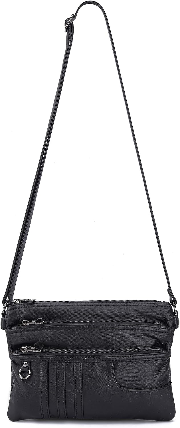 MINICAT Multi Pocket Small Crossbody Purses for Women Everyday Shoulder Bag | Lightweight Organizer, Cross body Bag with Multiple Zipper Pockets, Vegan Leather, Phone Purse for Travel Casual Daily