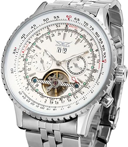 FORSINING Men's Self Winding Waterproof Automatic Stainless Steel Skeleton Tourbillon Calendar Wrist Watch