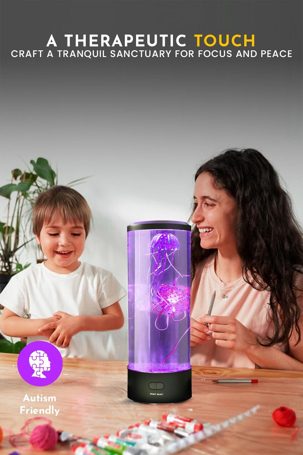 Brewish Jellyfish Lamp, 16 Color Options, 4 Mode Lifelike Jellyfish Aquarium, Electric Jellyfish LED Night Light, Fake Aquarium, Home Decor