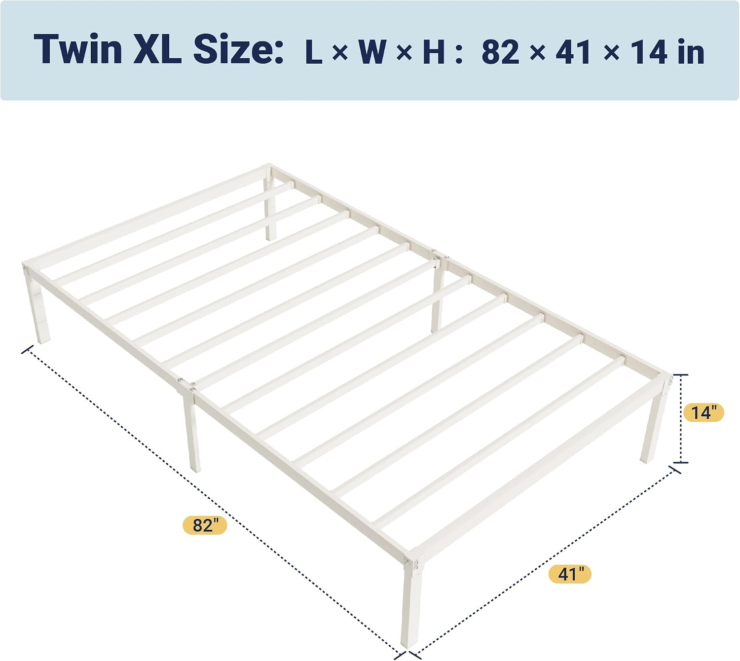 Allewie Full Size Bed Frame, 14 inch Metal Platform Beds with Storage Space, No Box Spring Needed and Easy Assembly, White