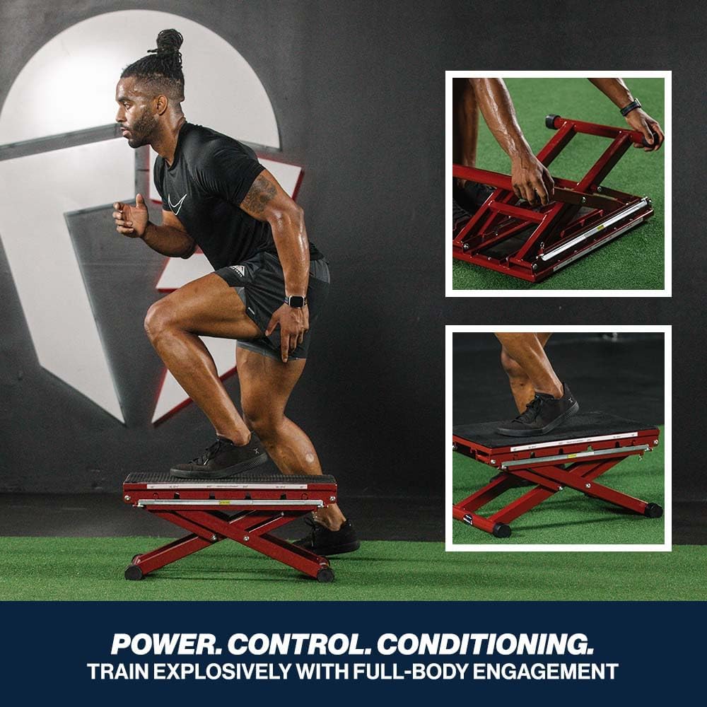 Titan Fitness Adjustable Steel Plyometric Box, 12", 16", 20" & 24" Height Settings, Heavy-Duty Plyo Jump Box for Box Jumps, Step-Ups, Agility