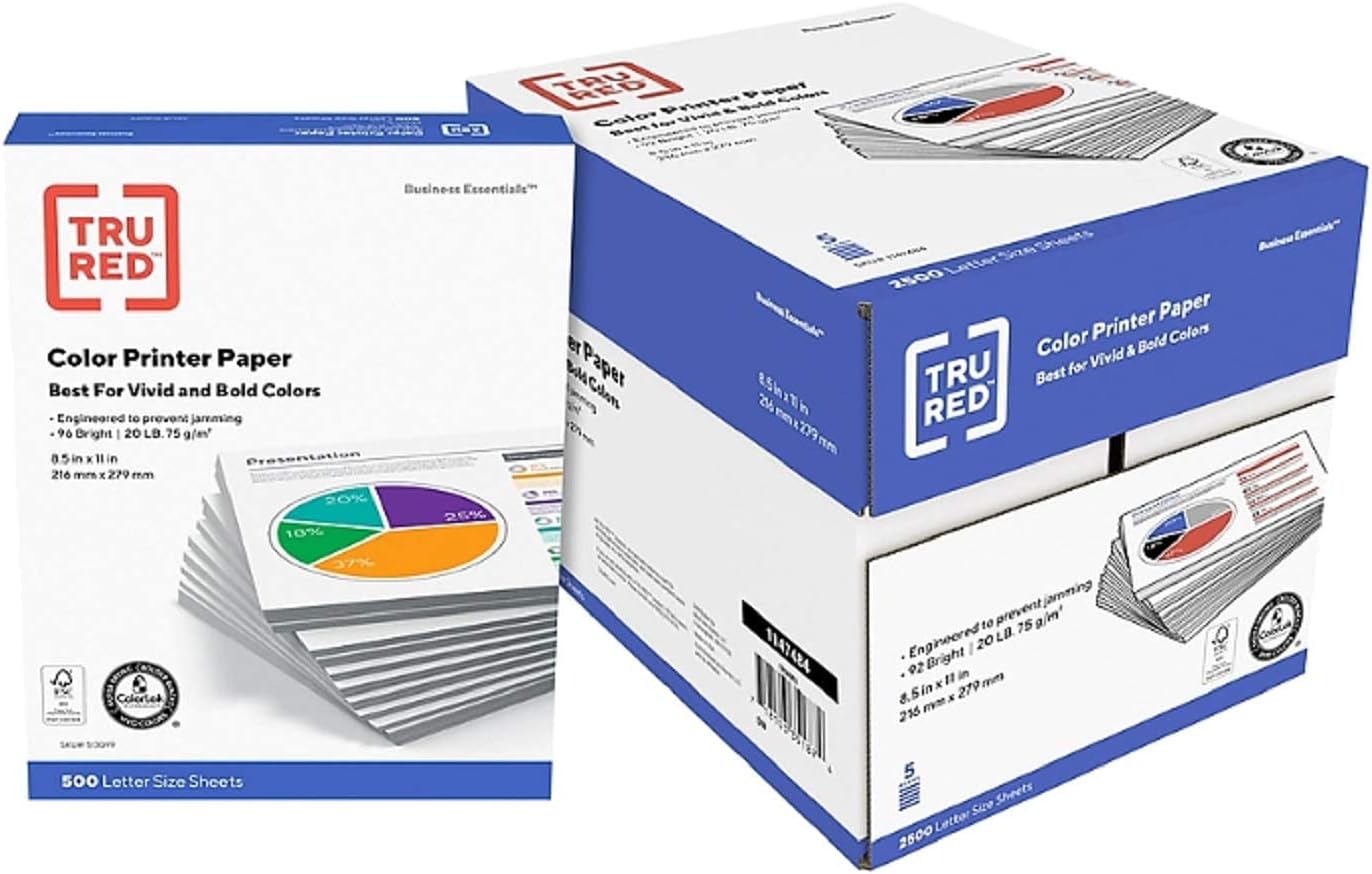 Staples Multi-Purpose Inkjet and Laser Printer Paper, Copy and Fax, 8.5" W x 11" L, Letter Size, 96 Bright White, 20 lb. Density