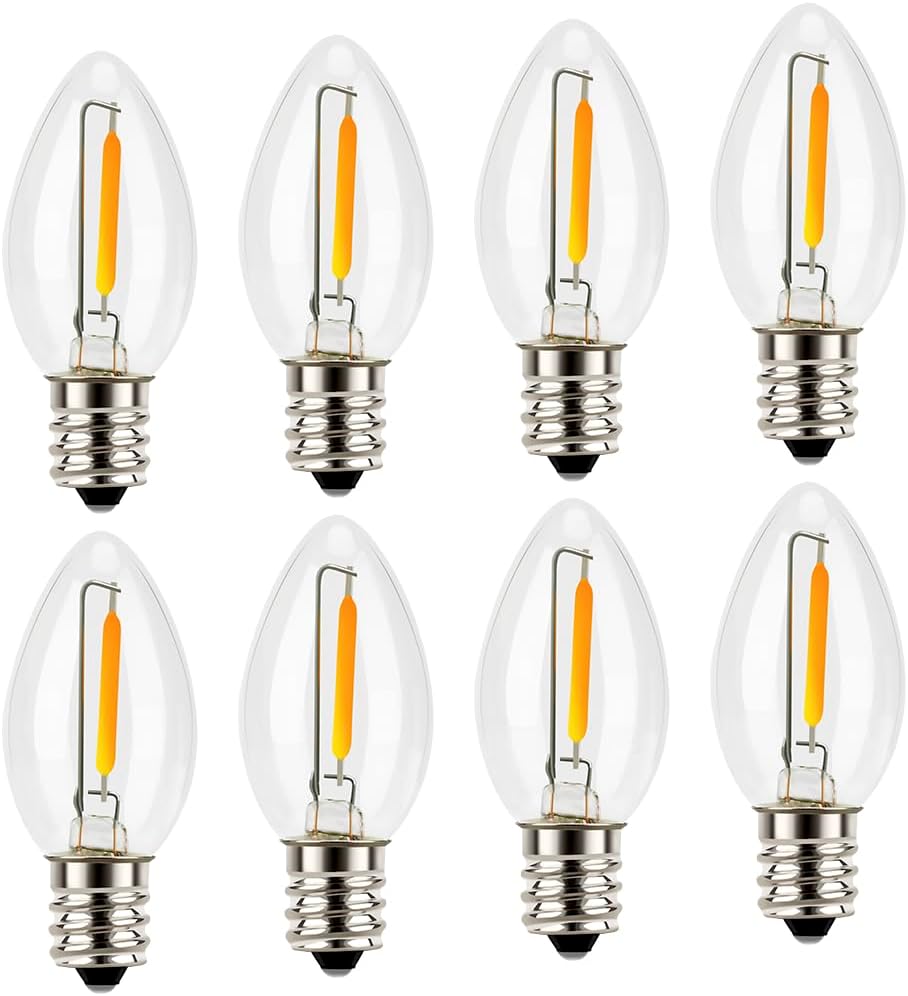 Emotionlite C7 LED Candelabra Bulbs, E12 Base, Warm White 2700K, 4 Pack | lear LED chandelier bulbs, 4W/5W/6W/7W incandescent equivalent with E12 candelabra base
