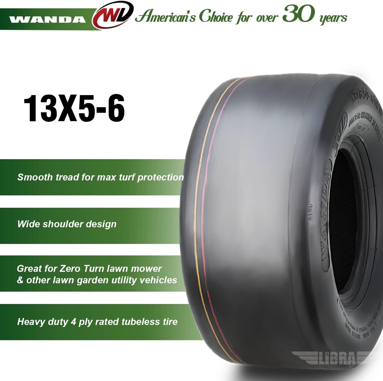 WANDA Set 4 Lawn Mower Turf Tires 16x6.5-8 & 23x10.5-12 /4PR -13019/13049 | Riding Lawn Mover, Garden Tractor