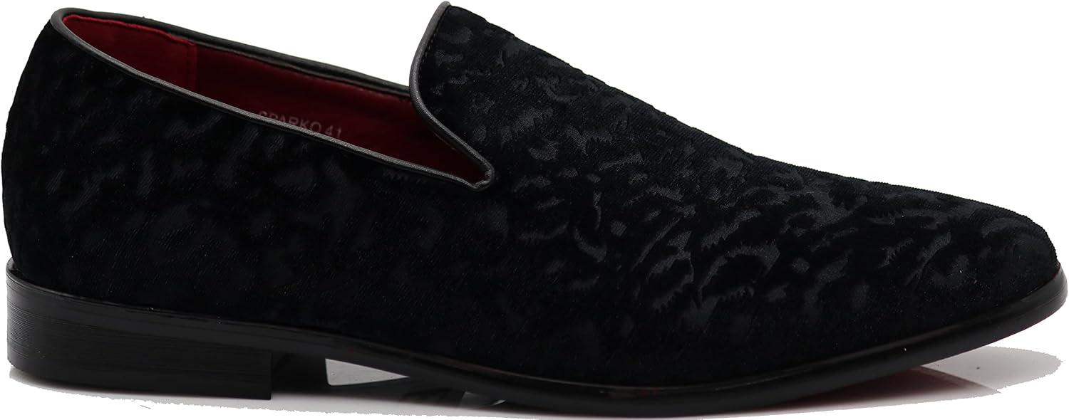 SPK35 Men's Vintage Velvet Flower Designer Dress Loafers Slip On Shoes Classic Tuxedo Dress Shoes