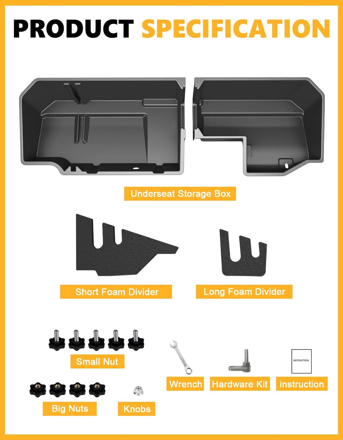 Tuyoung Under Seat Storage Boxes for 2015-2026 Ford F-150 F150 | SuperCrew Cab 2017-2026 F-250/F-350/F-450/F-550 Super Duty Heavy Duty Rear Truck Under Back Seat Box Organizer Cargo Box