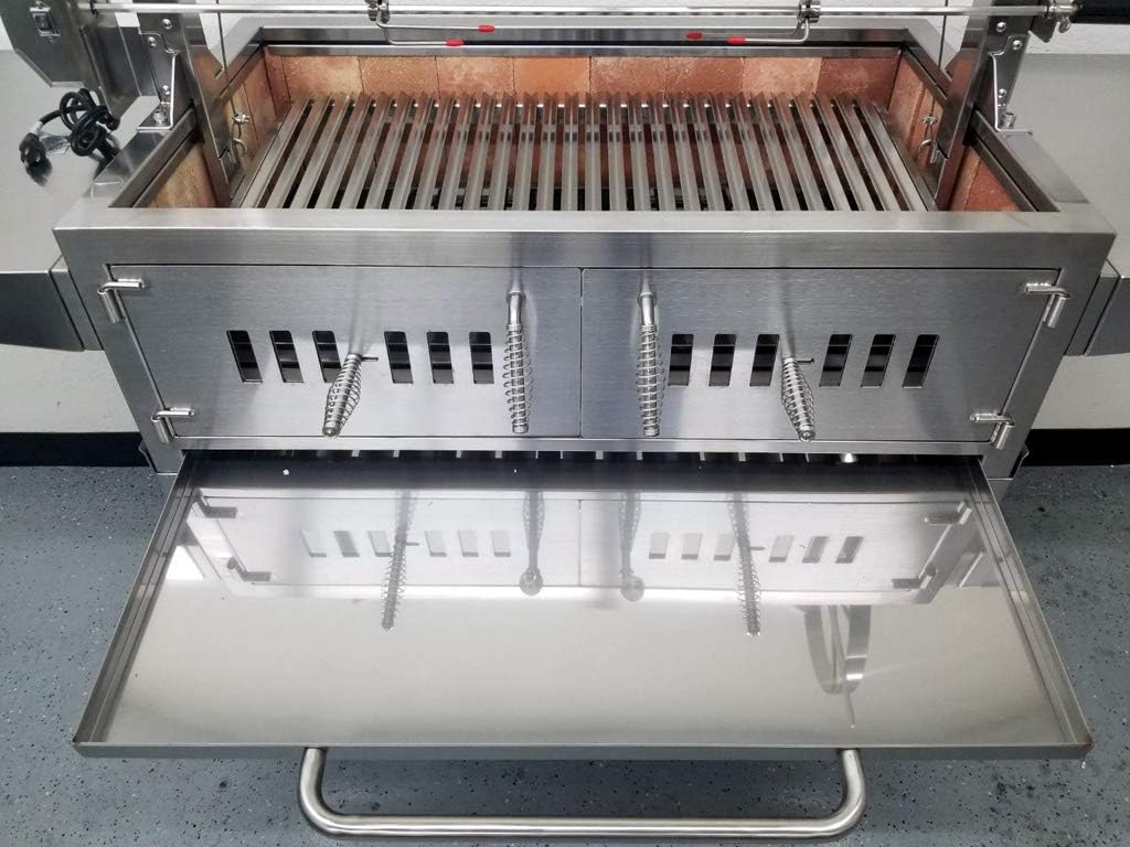 Charcoal Outdoor BBQ, Stainless Steel #430 Body and #304 Grates, Rotisserie Parrilla Santa Maria/Argentine Grill Spit