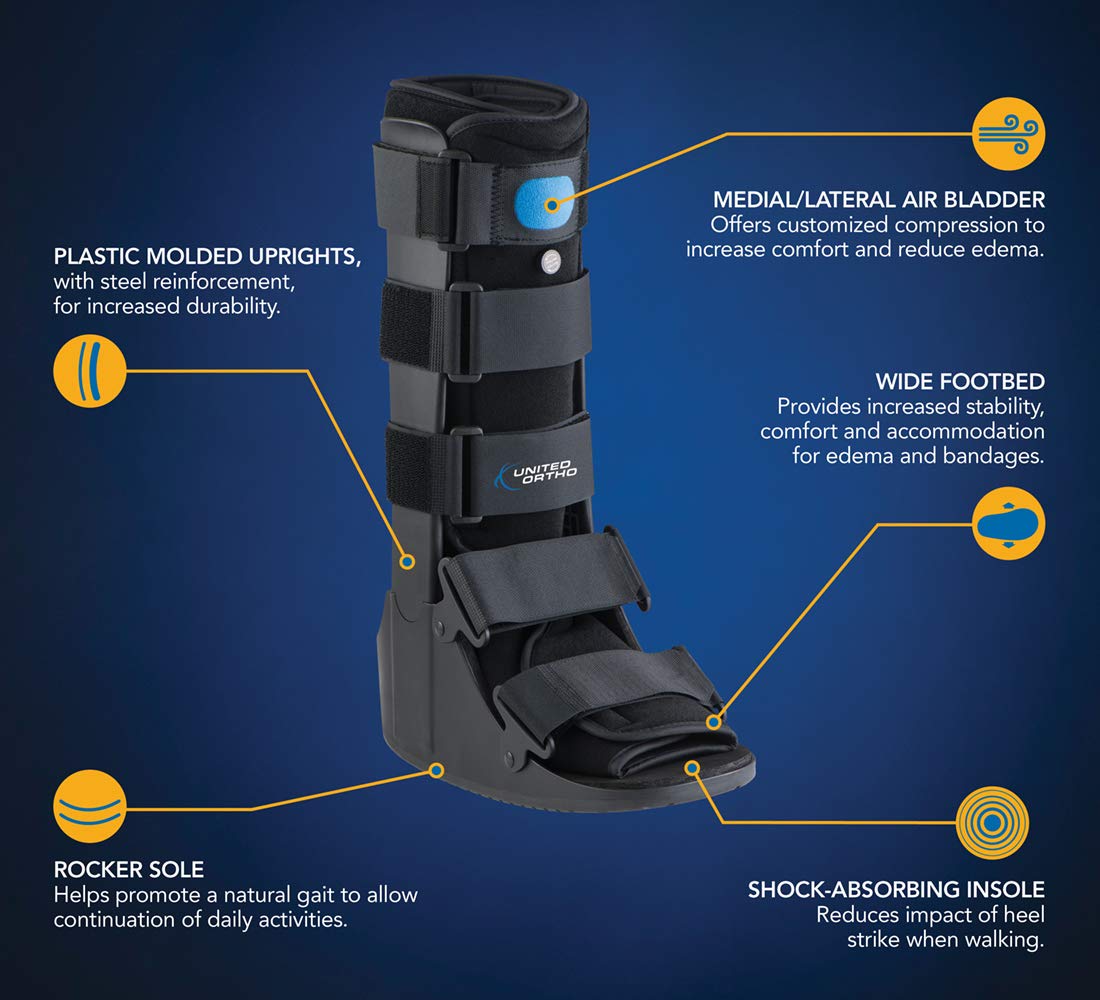 United Ortho Air Cam Walker Fracture Boot, Small, Black