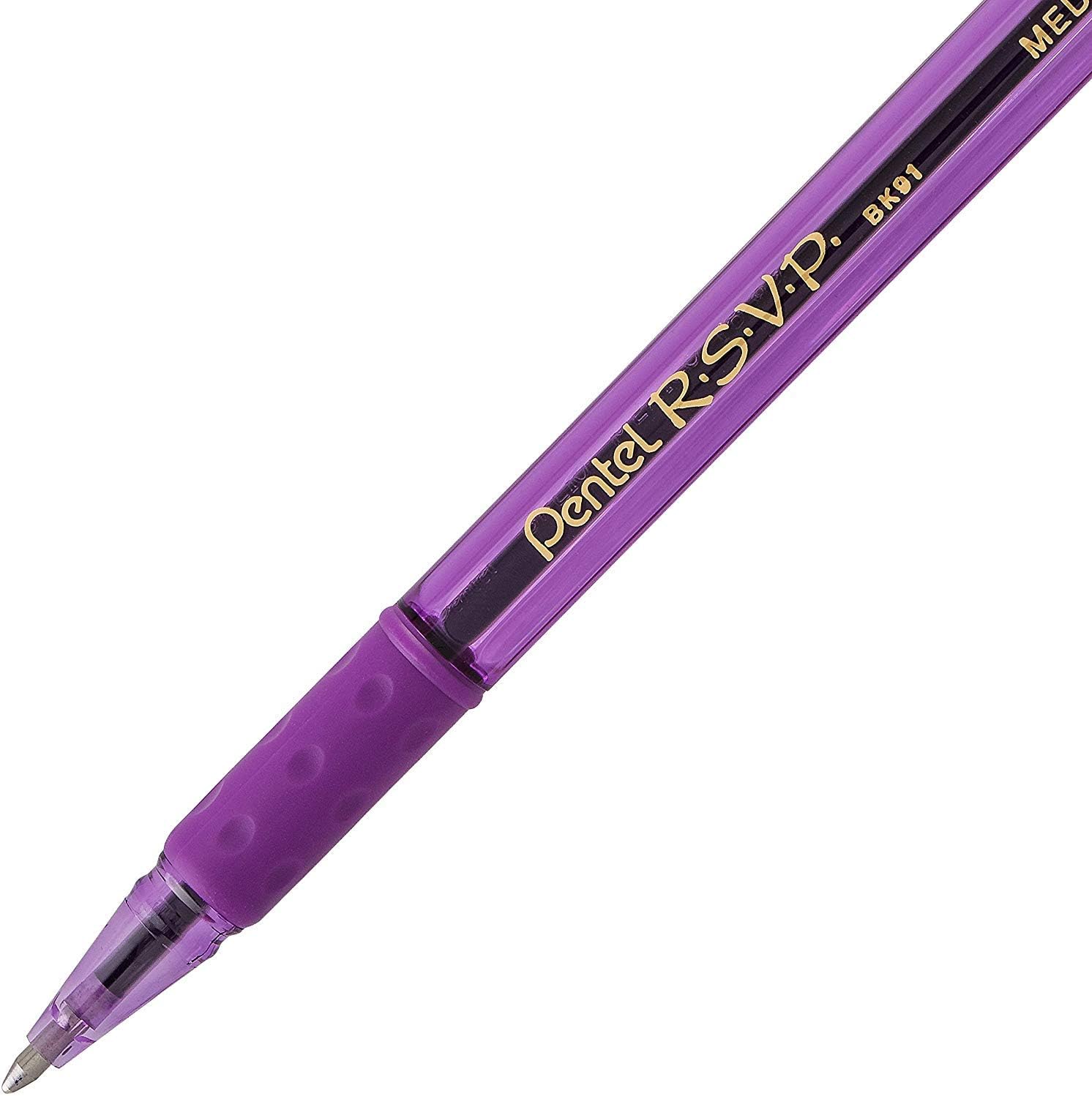 Pentel RSVP Ballpoint Pen, (1.0mm), Medium Line, Assorted Ink, Pack of 8 (BK91CRBP8M)