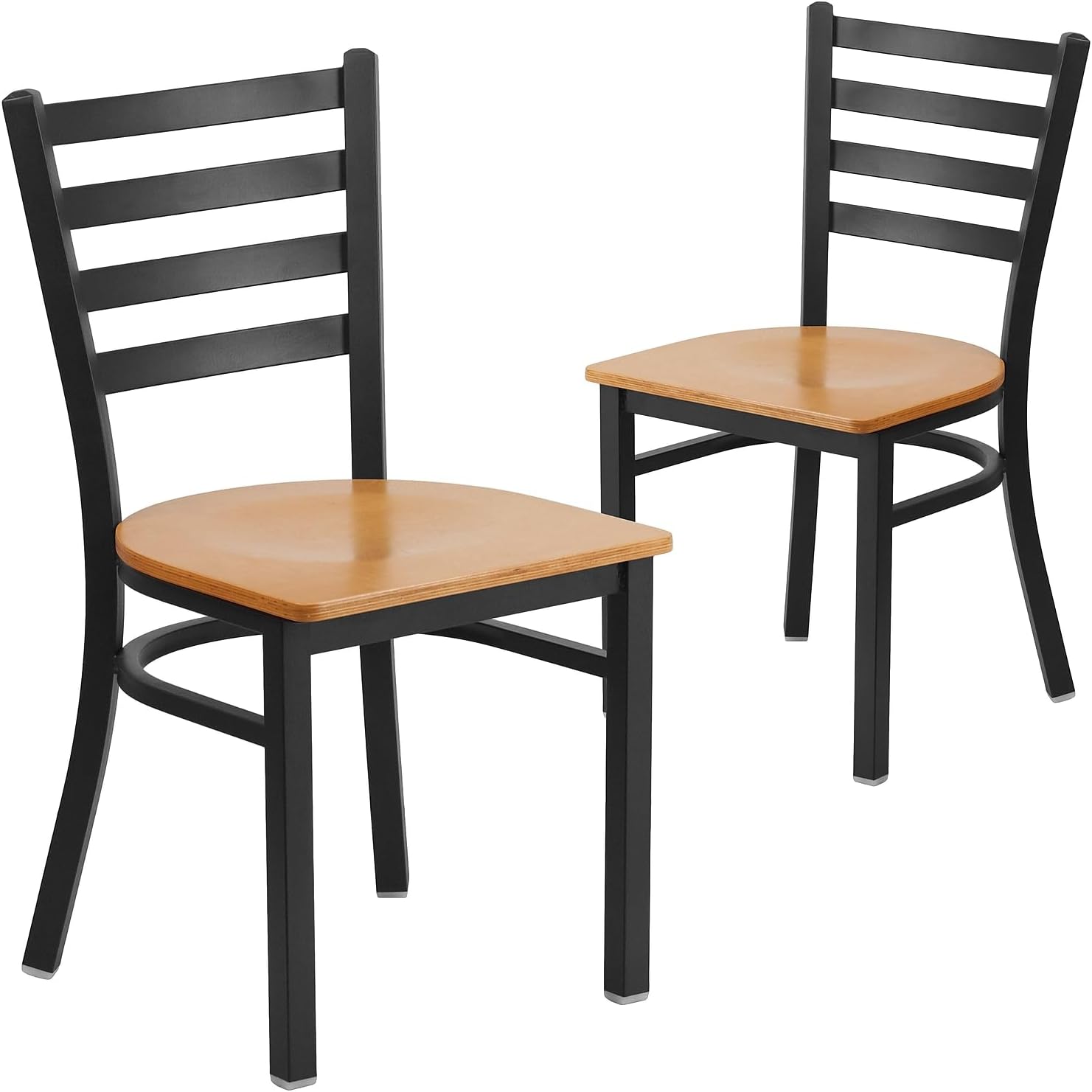 Flash Furniture Hercules Series Commercial Ladder Back Restaurant Chairs, Modern Lightweight Metal Dining Chairs with Padded Seats, Set of 2, Black
