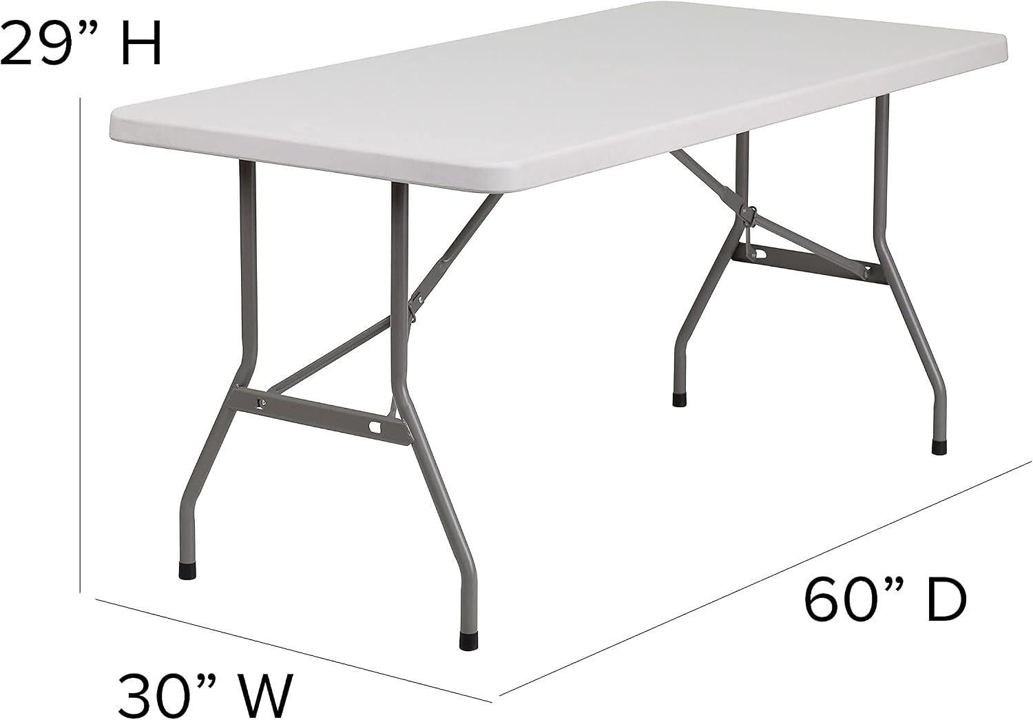 Flash Furniture 5 ft Plastic Folding Table, Granite White | Durable Construction, Commercial Use